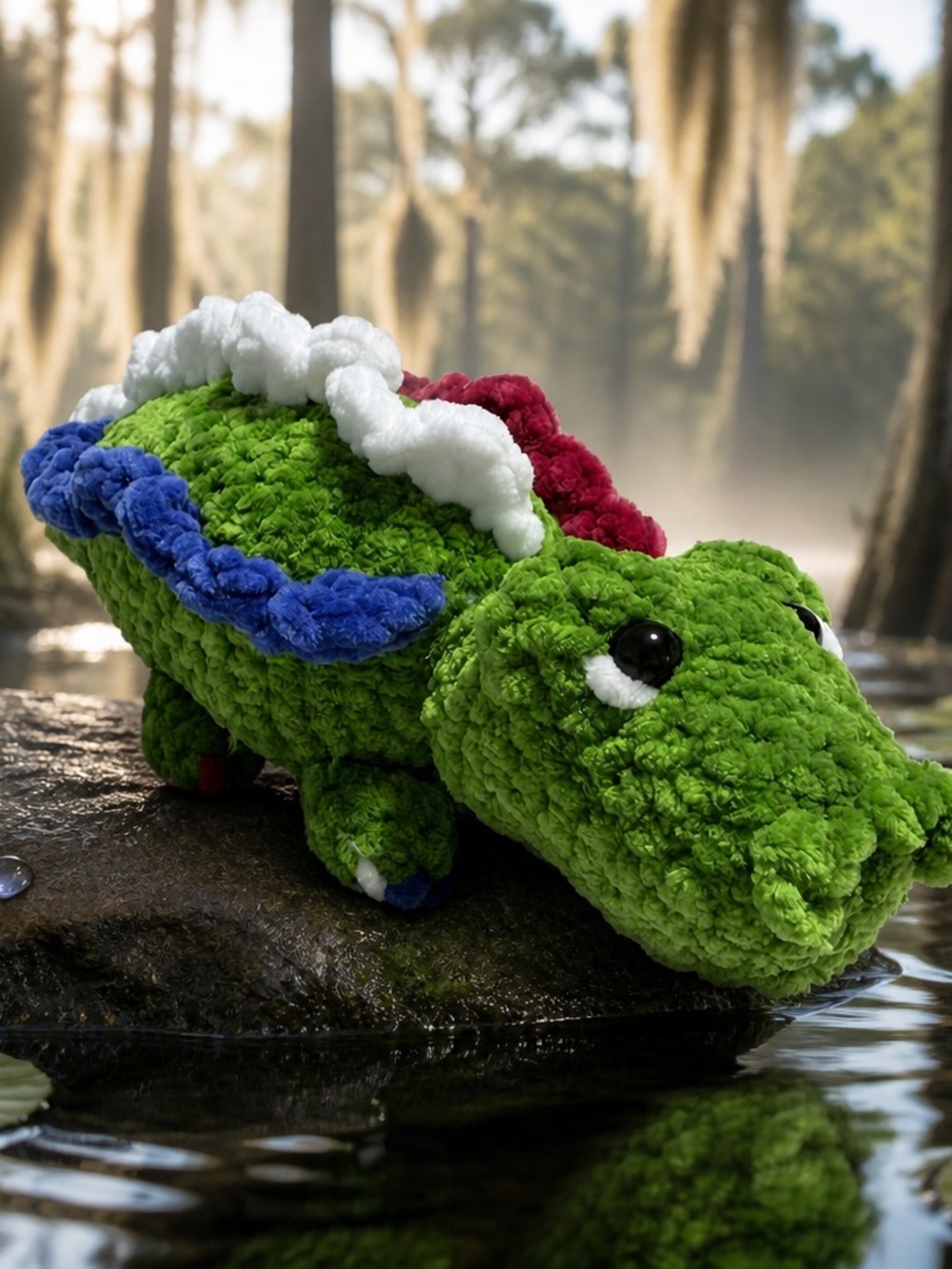 The Patriot Gator… Handmade Crochet Chenille Plush.